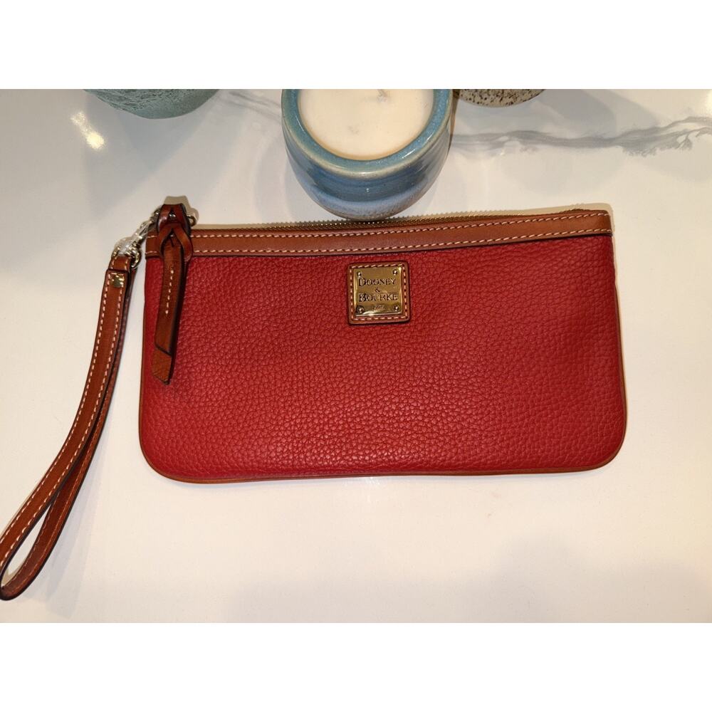 Dooney & Bourke Red Pebble Grain Leather Large Clutch 9.5” NWOT - Picture 3 of 13